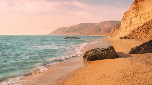 Plage sauvage et falaises près d'Agadir